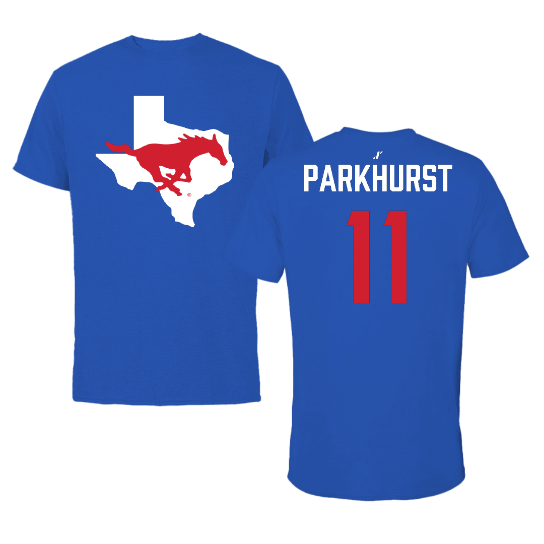 Southern Methodist University Soccer Blue State Performance Tee - #11 Zoë Parkhurst