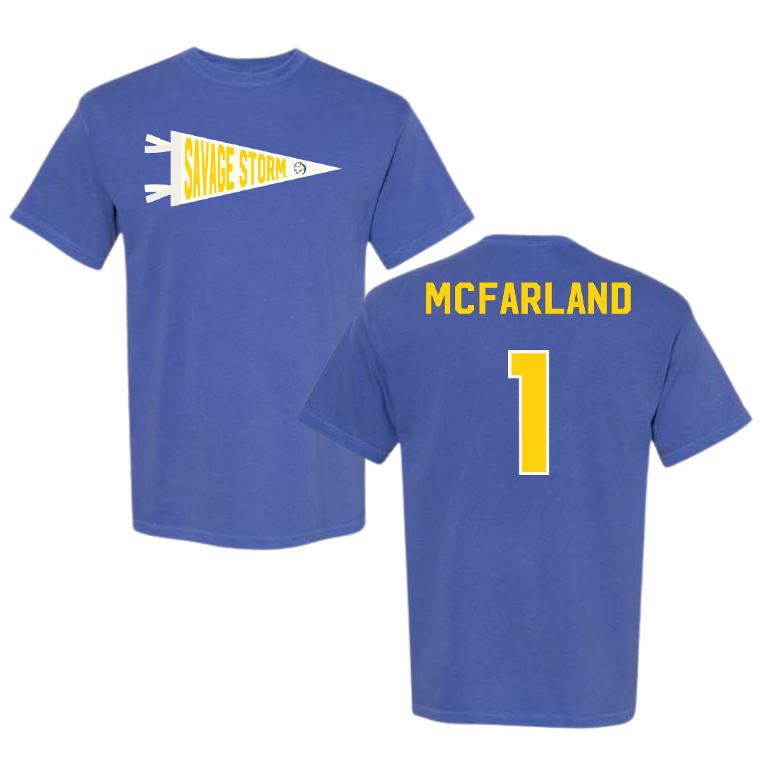 Southeastern Oklahoma State University Volleyball Blue Pennant Comfort Colors Tee - #1 Riley McFarland