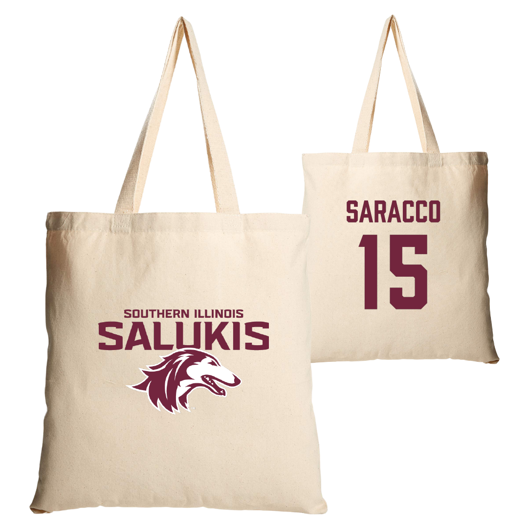 Southern Illinois University at Carbondale Basketball Tan Canvas Tote Bag - #15 Madisyn Saracco