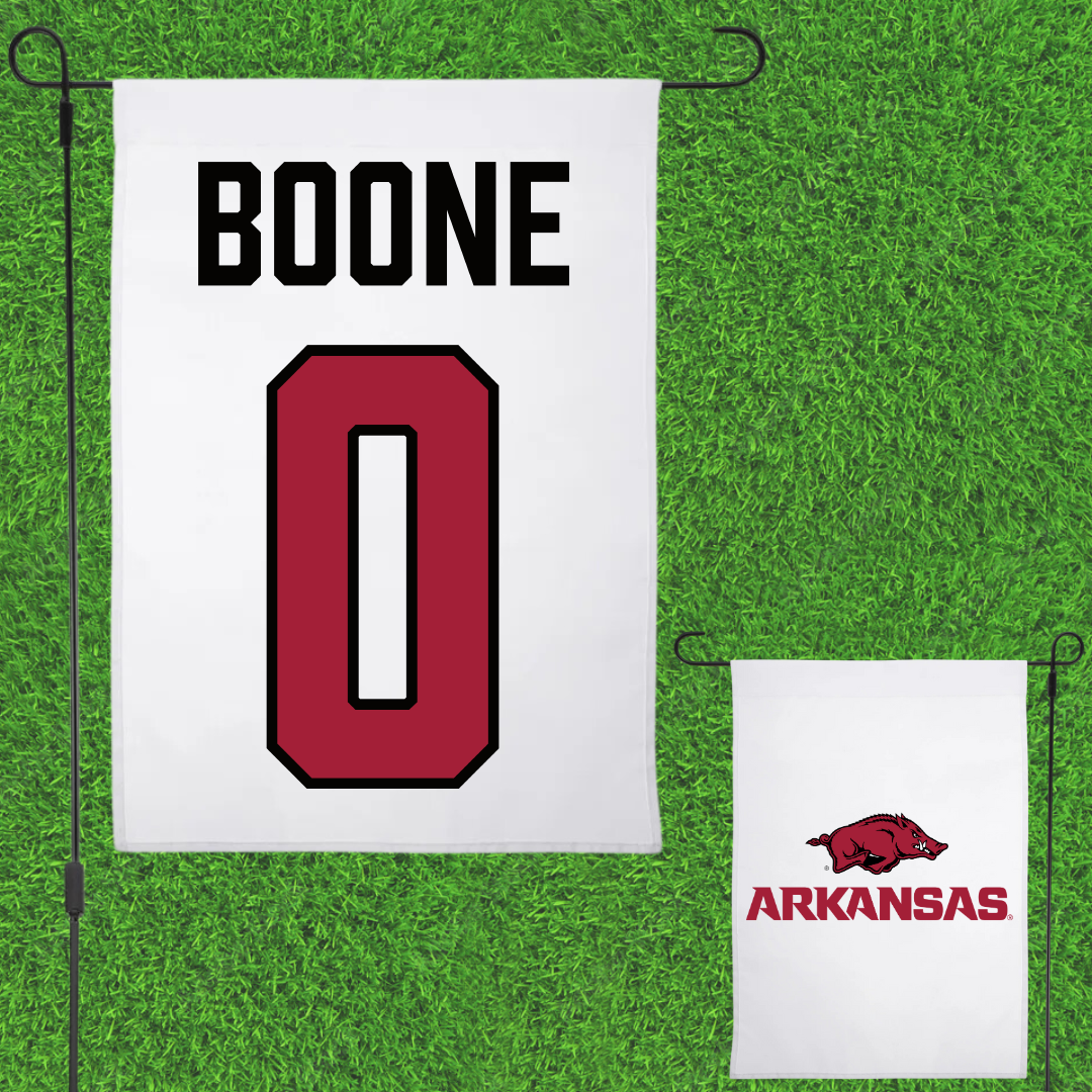University of Arkansas Football White Garden Flag - #0 Justus Boone