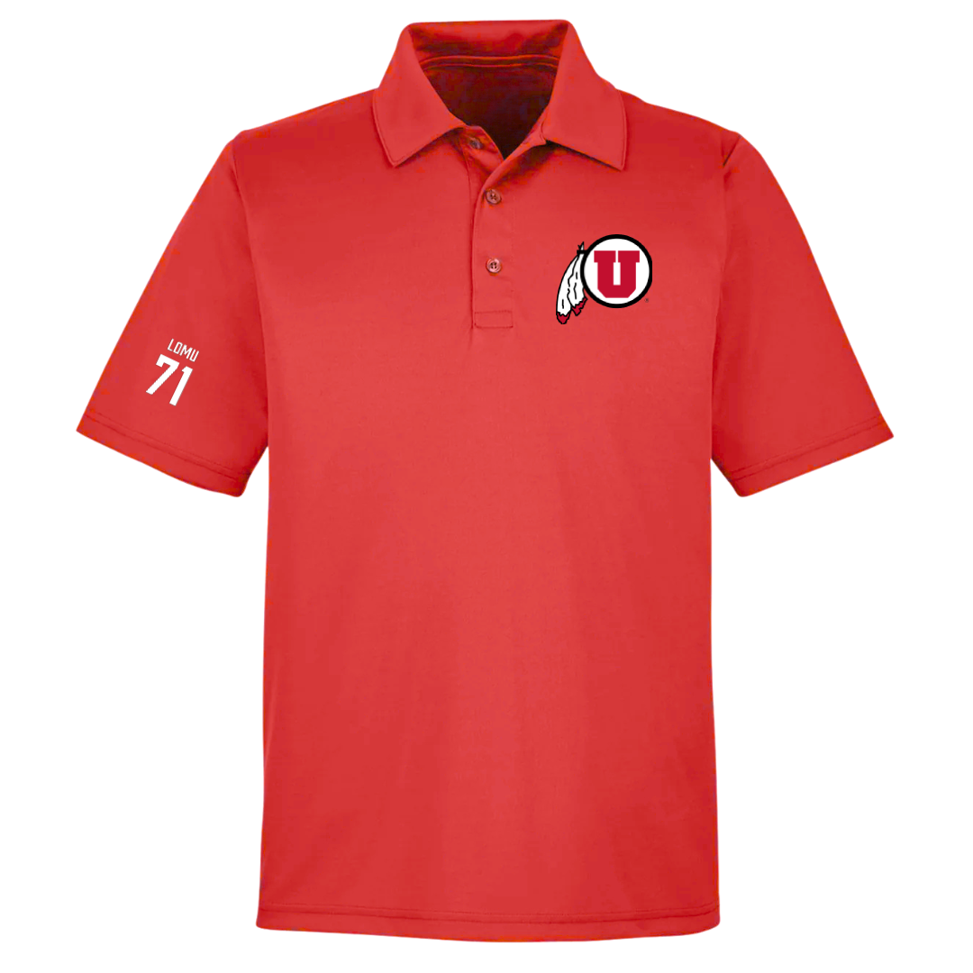 University of Utah Football Red Polo - #71 Caleb Lomu