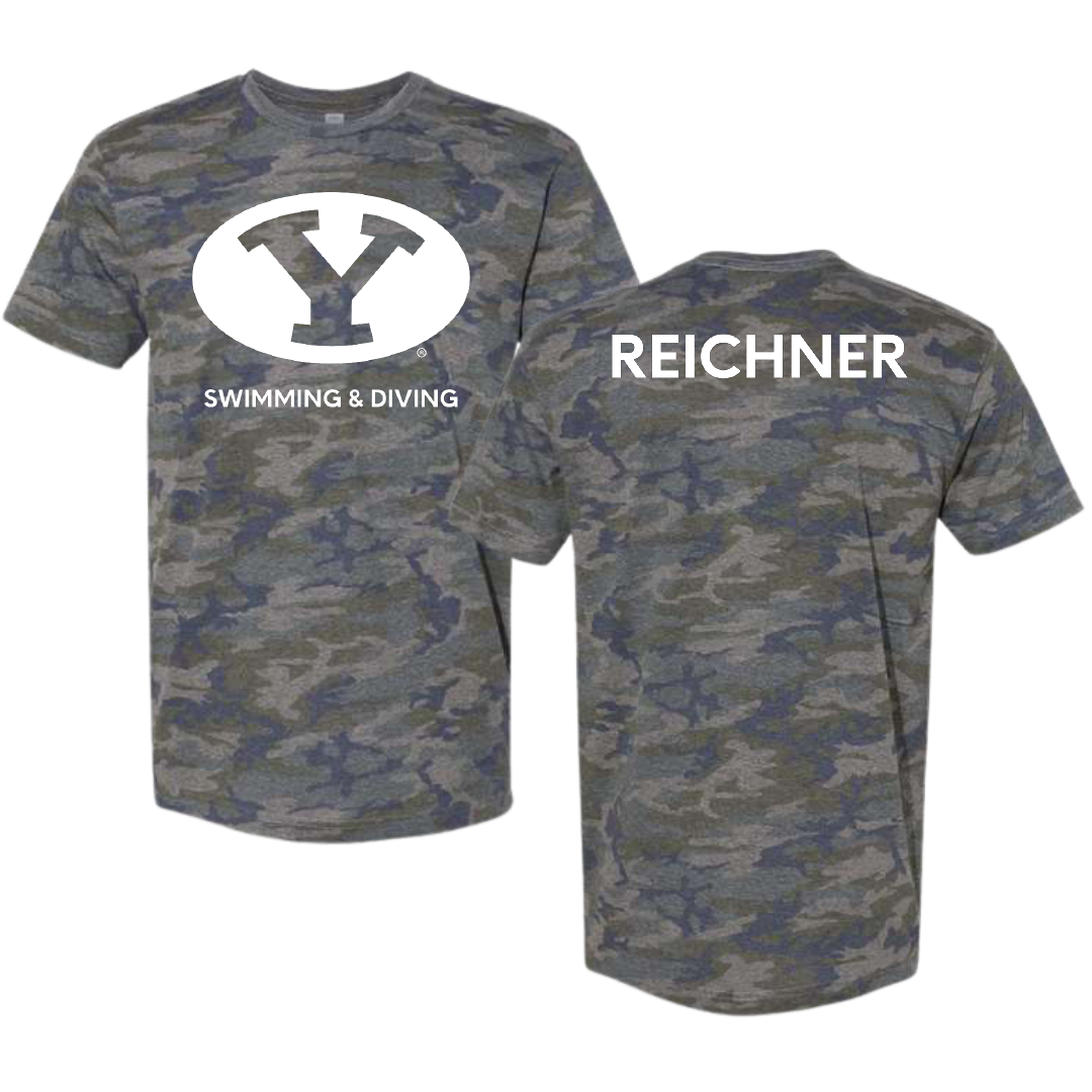 Brigham Young University Swimming & Diving Vintage Camo Tee - Annie Reichner