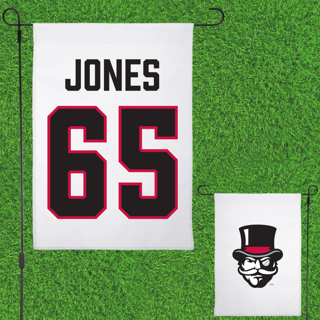 Austin Peay State University Football White Garden Flag - #65 Miada Jones