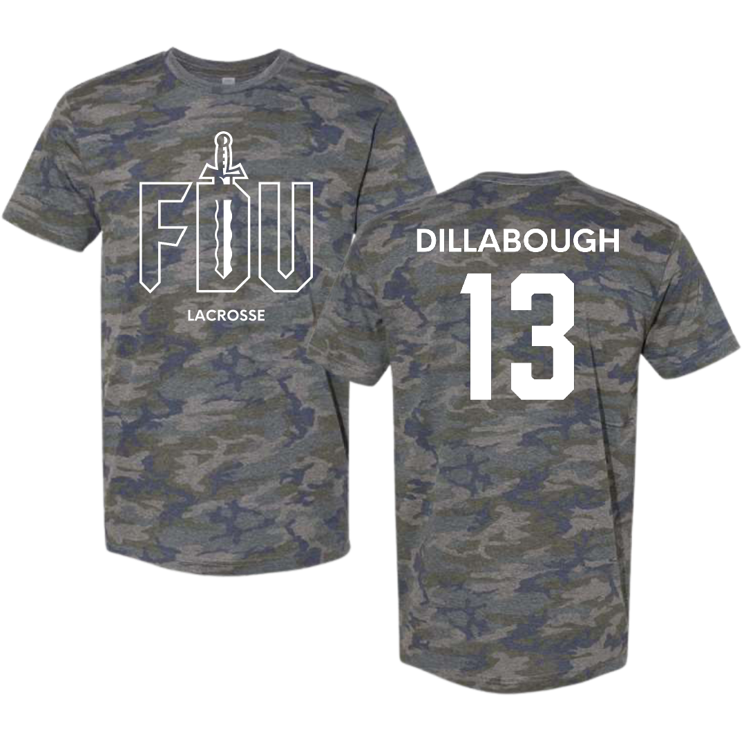 Fairleigh Dickinson University-Metropolitan Campus Lacrosse (W) Vintage Camo Tee - #13 Karly Dillabough