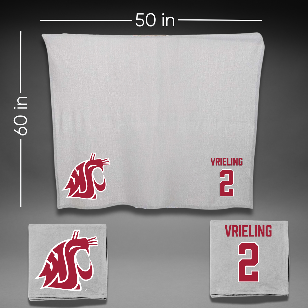 Washington State University Volleyball Gray Blanket - #2 Taryn Vrieling