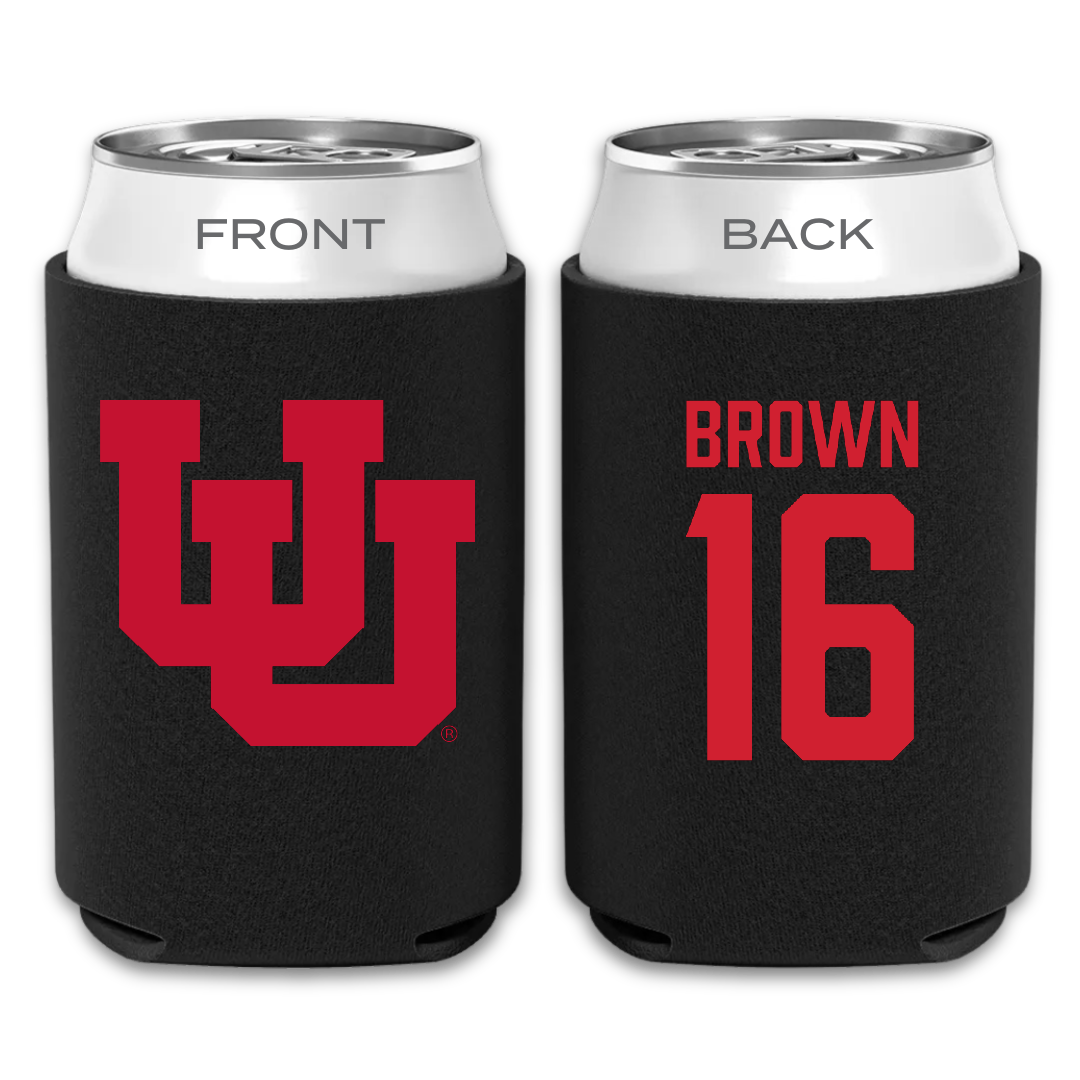 University of Utah Soccer Black Can Cooler - #16 Courtney Brown