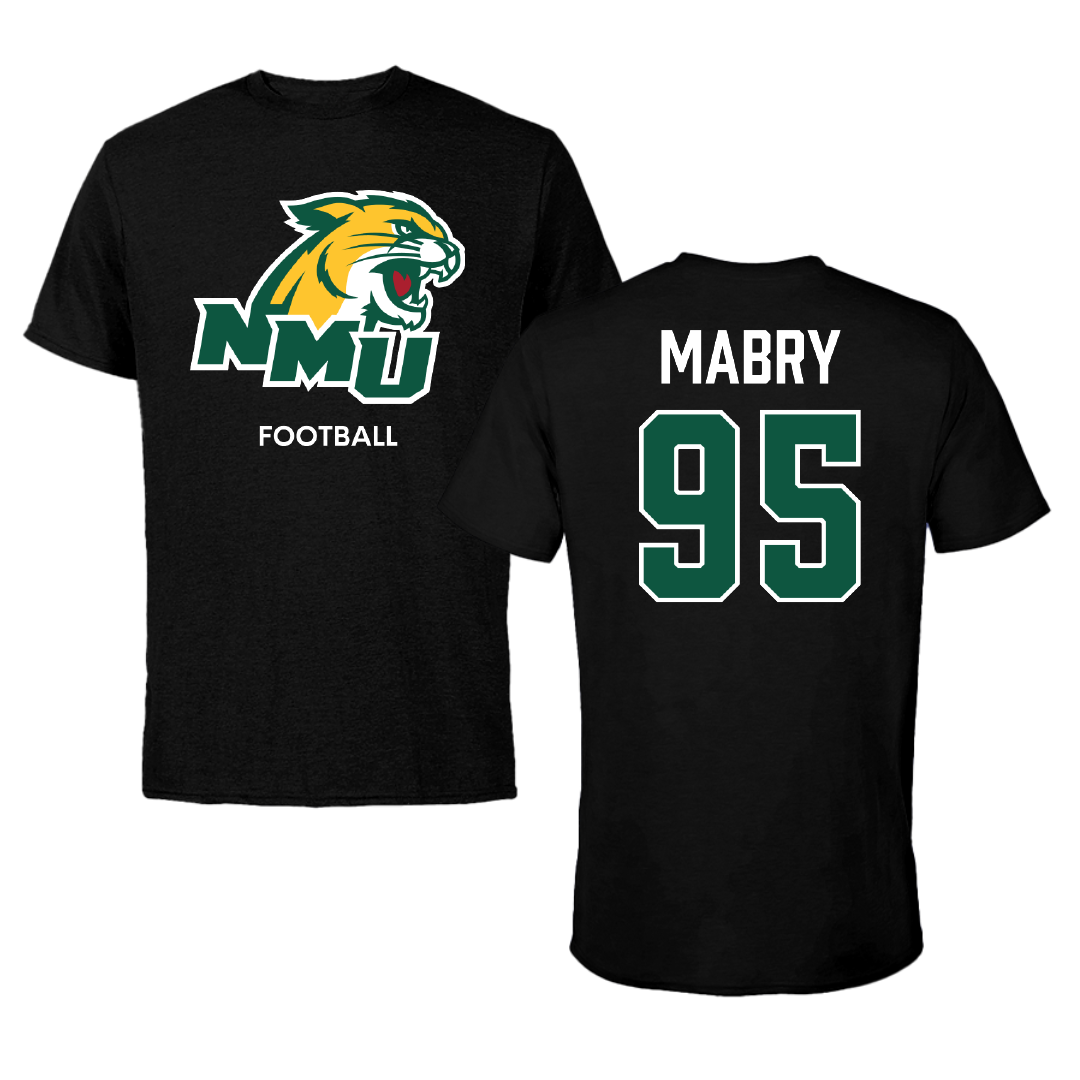 Northern Michigan University Football Black Performance Tee - #95 Jhermari Mabry