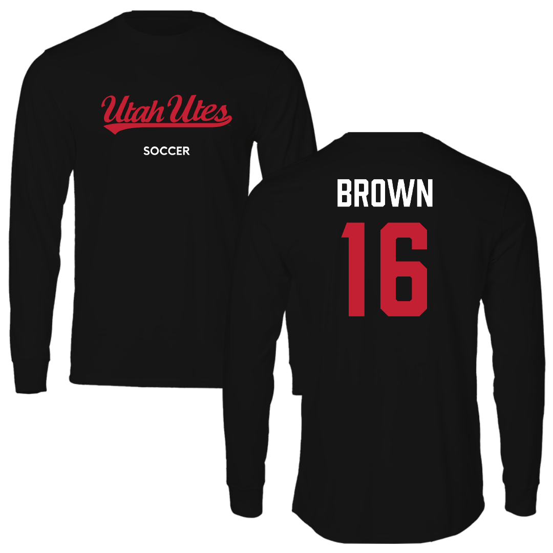 University of Utah Soccer (W) Black Utes Long Sleeve - #16 Courtney Brown