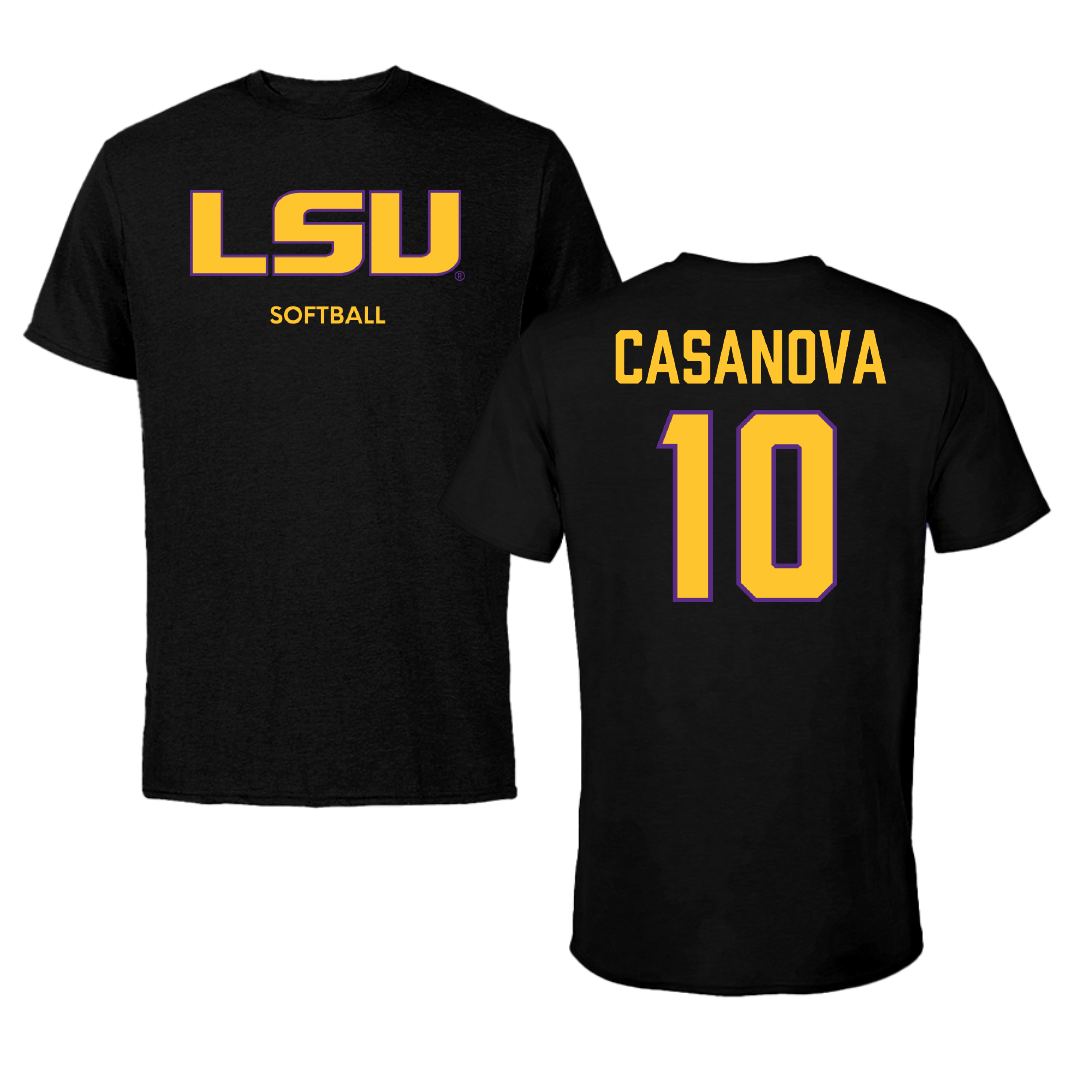Louisiana State University Softball Black Performance Tee - #10 Emilee Casanova