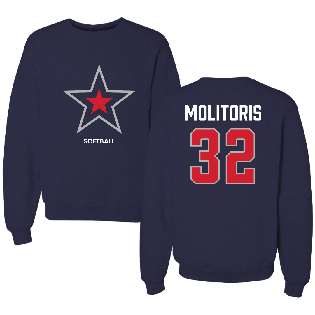 Robert Morris University Softball Navy Mascot Crewneck - #32 Kaitlyn Molitoris
