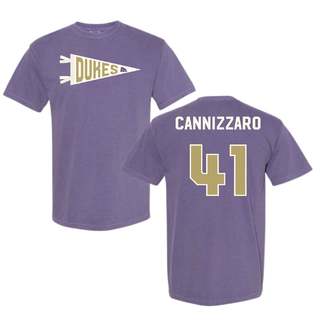 James Madison University Baseball Purple Pennant Comfort Colors Tee - #41 Jack Cannizzaro