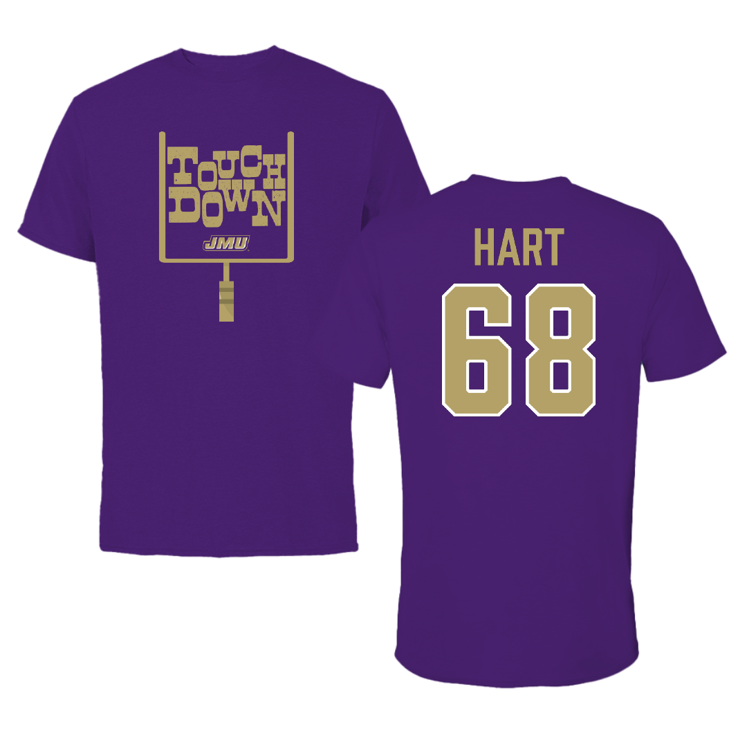 James Madison University Football Purple Touchdown Tee - #68 Griffin Hart