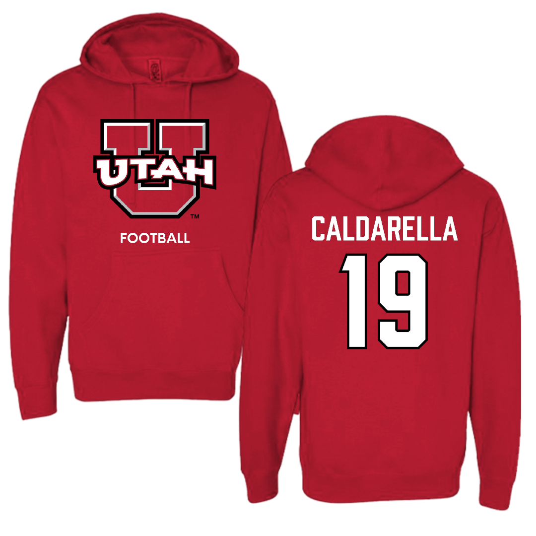 University of Utah Football Red Utes Hoodie - #19 Luca Caldarella
