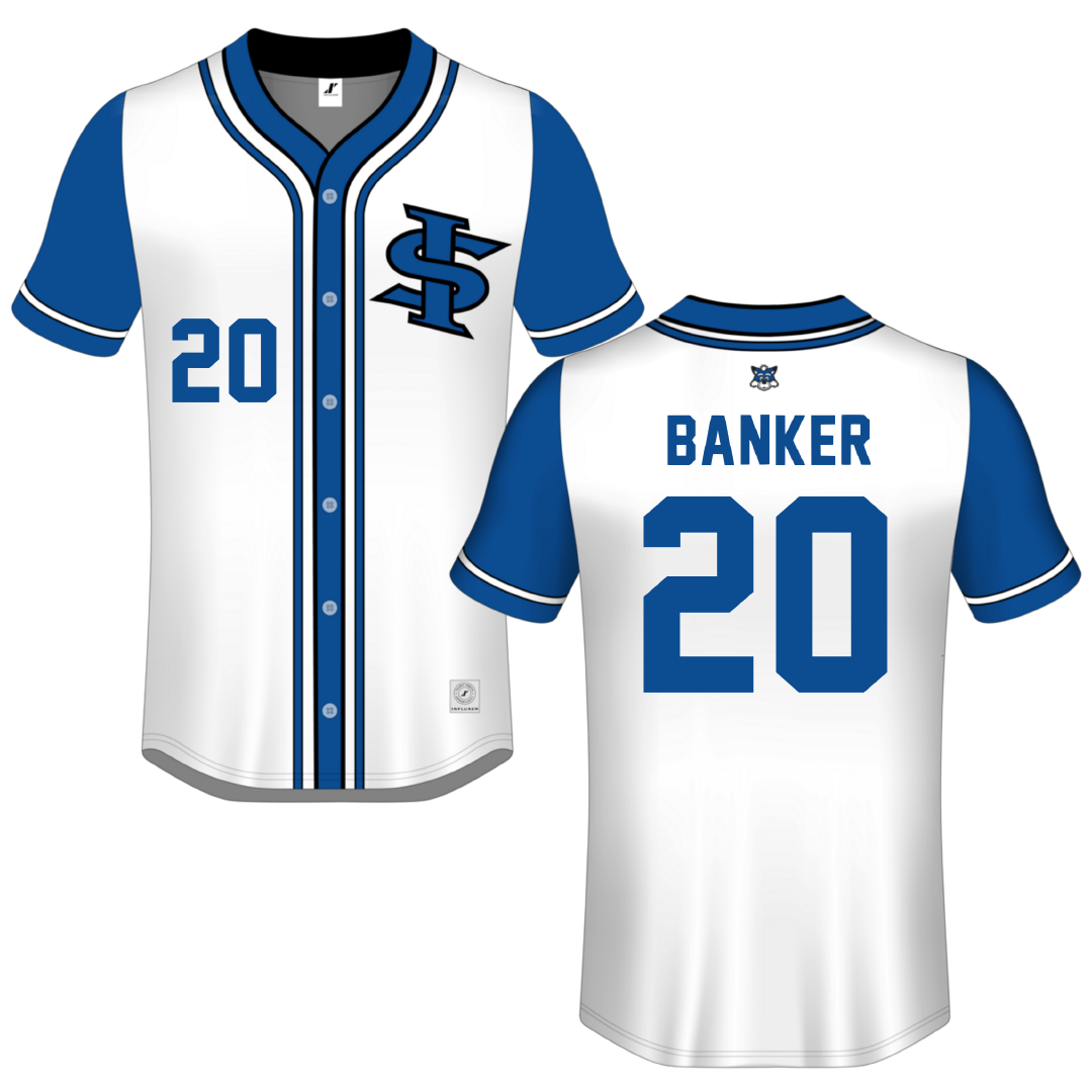 Indiana State University White Button-Down Jersey - #20 Brady Banker