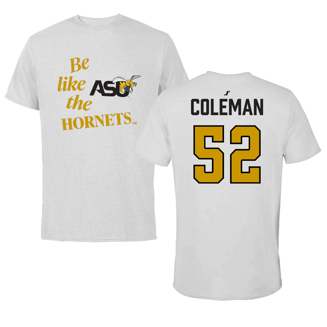 Alabama State University Football Light Gray Be Like Us Performance Tee - #52 Camden Coleman