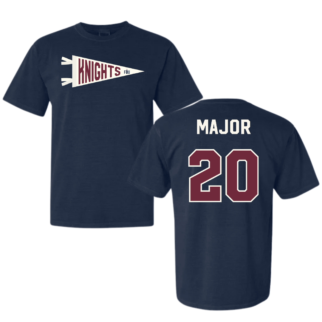 Fairleigh Dickinson University-Metropolitan Campus Soccer Navy Pennant Comfort Colors Tee - #20 Madison Major