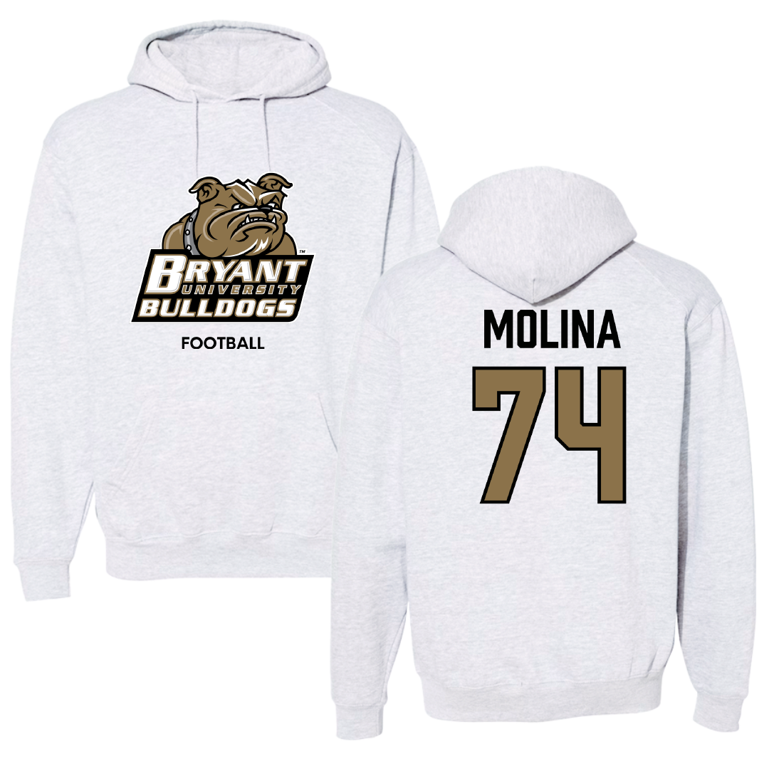 Bryant University Football Light Gray Hoodie - #74 Nick Molina