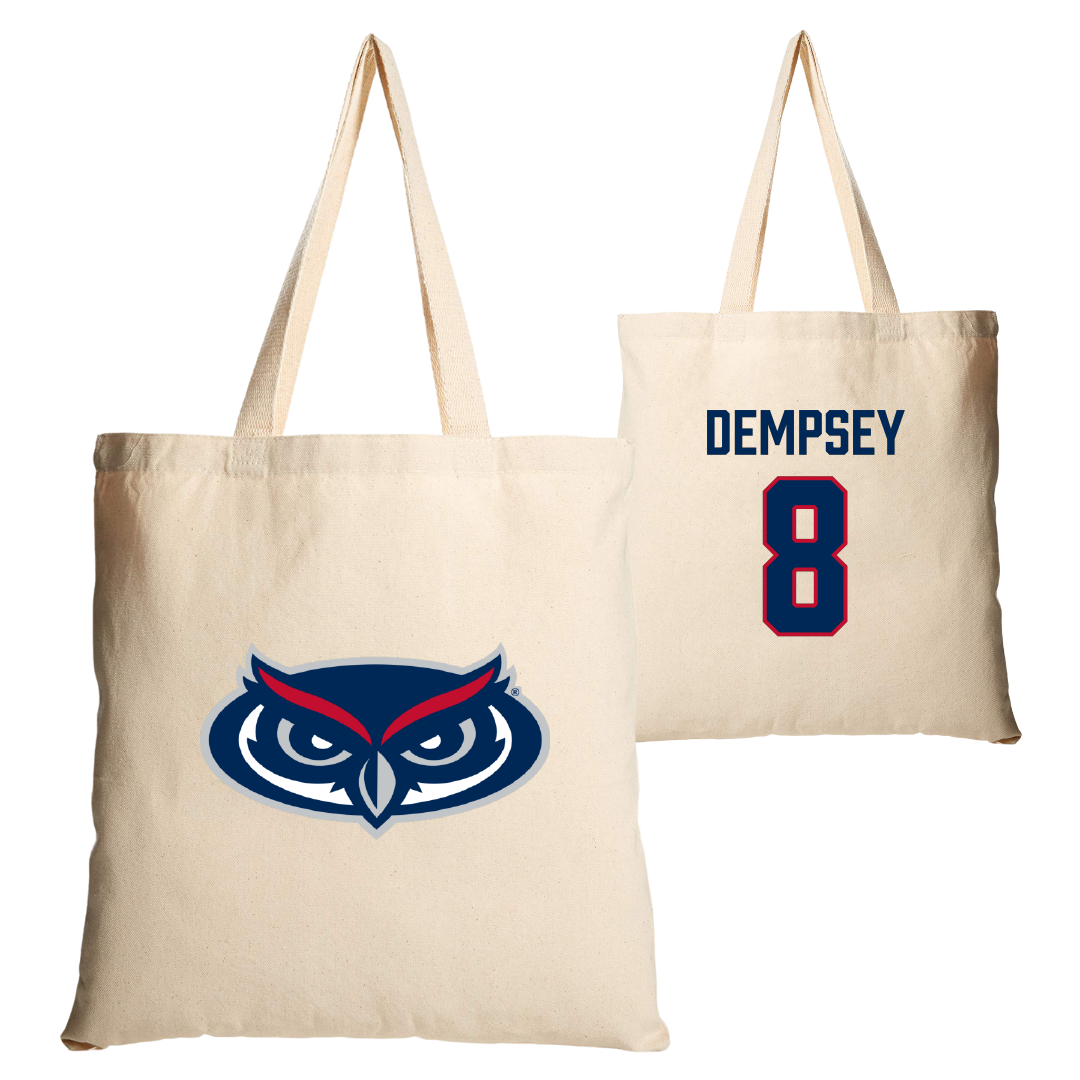 Florida Atlantic University Soccer Tan Canvas Tote Bag - #8 Drew Dempsey