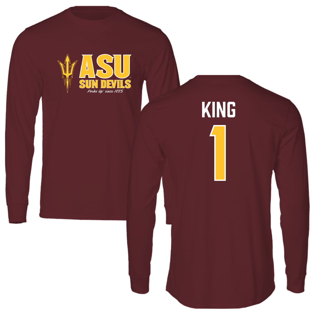 Arizona State University Baseball Maroon General Long Sleeve - #1 Matt King