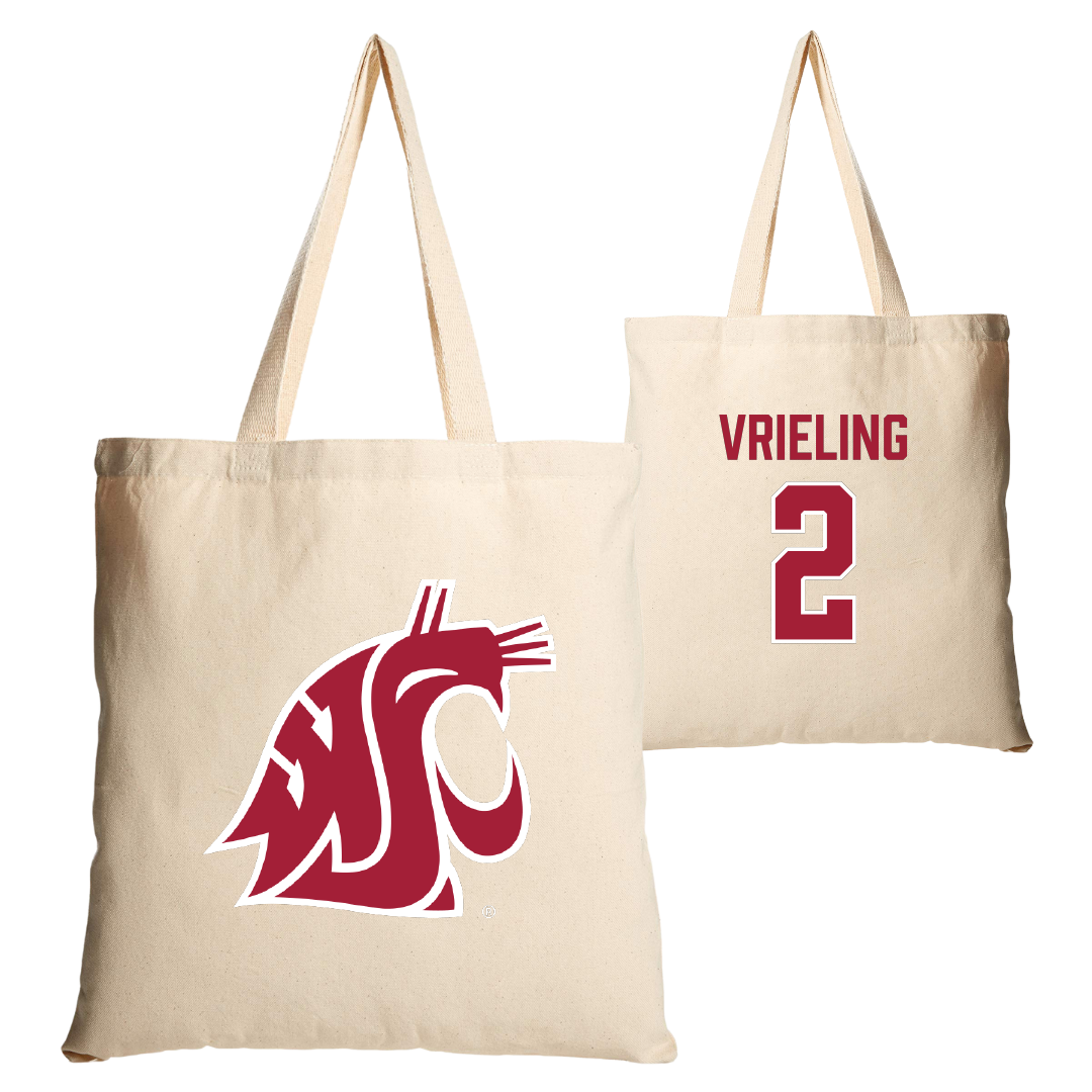 Washington State University Volleyball Tan Canvas Tote Bag - #2 Taryn Vrieling
