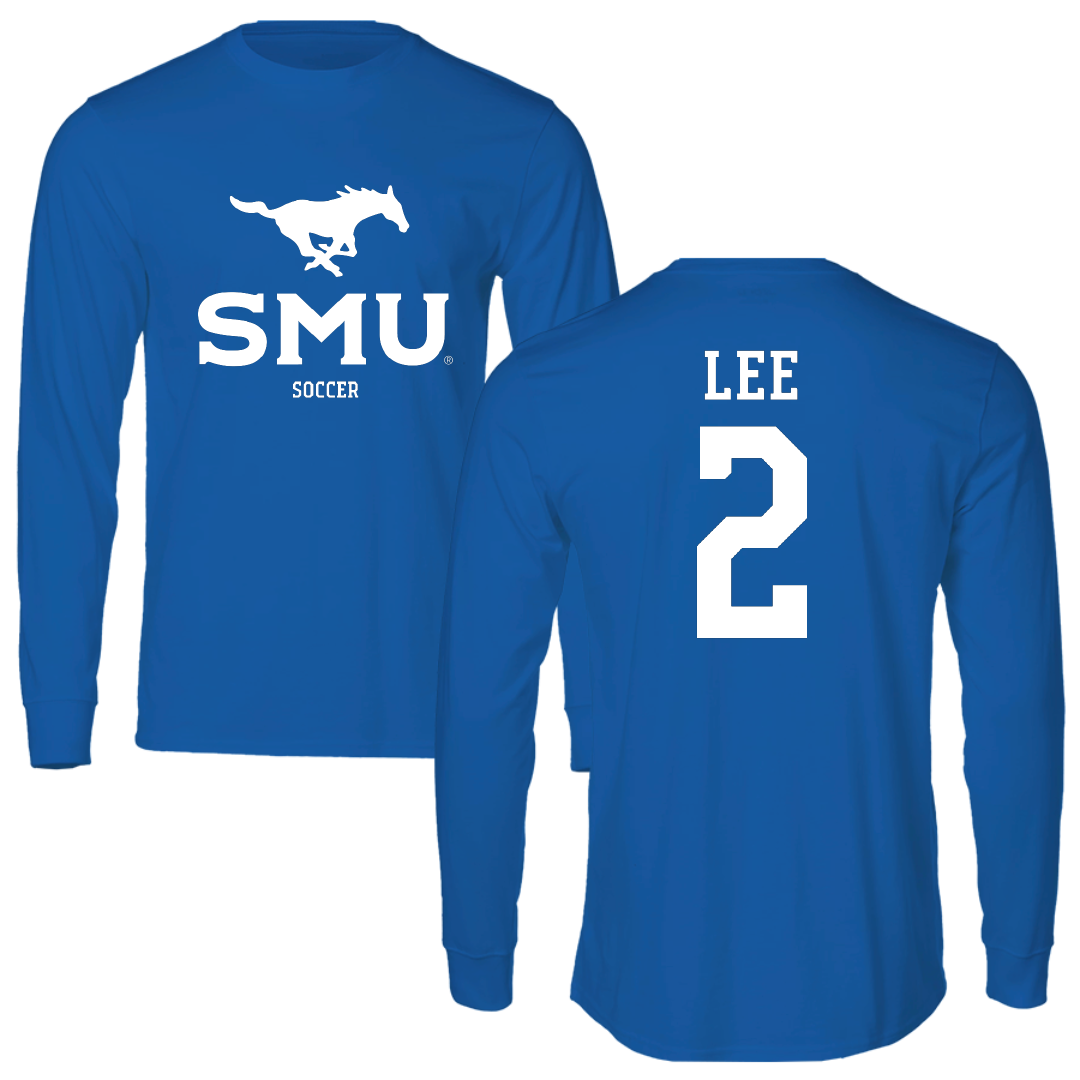 Southern Methodist University Soccer (W) Blue Mascot Performance Long Sleeve - #2 Kaya Lee
