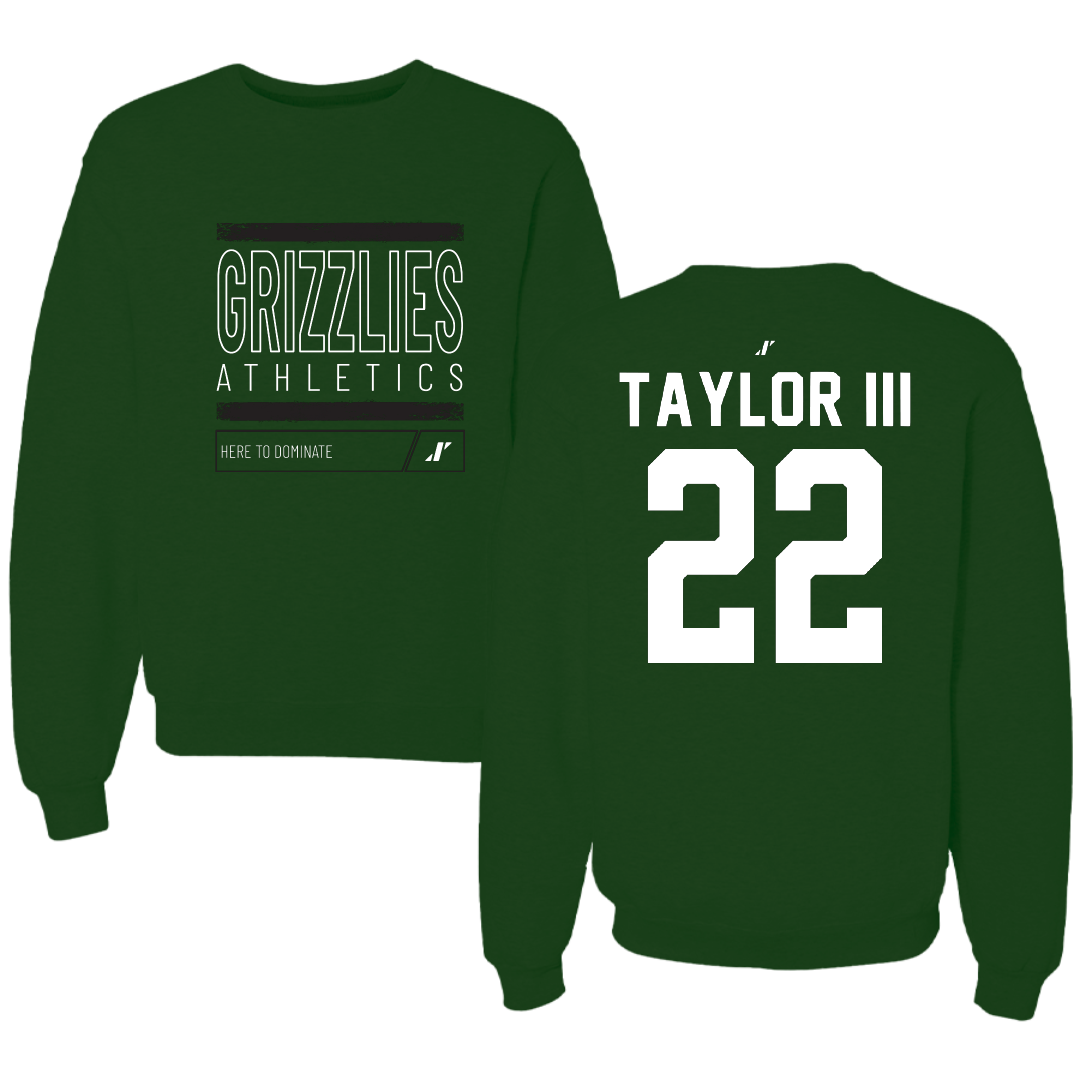 Adams State University Football Forest Green Dominate Crewneck - #22 Dervin Taylor III