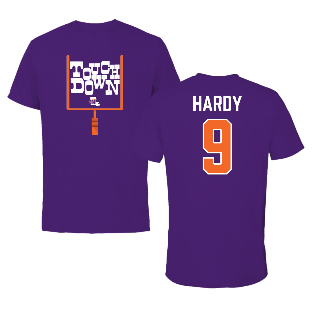 Northwestern State University Football Purple Touchdown Tee - #9 Cam Hardy