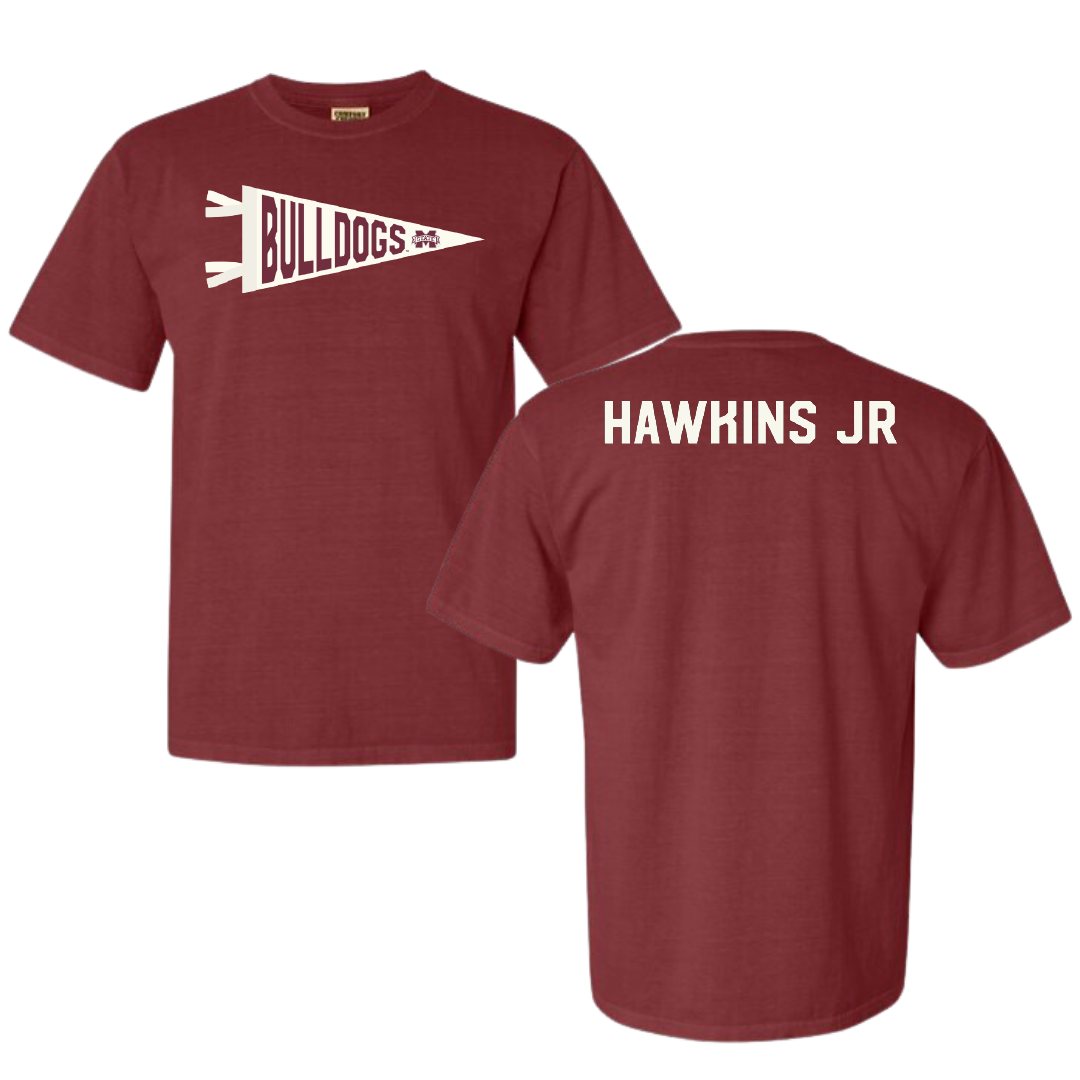 Mississippi State University TF and XC Maroon Pennant Comfort Colors Tee - Sherman Hawkins Jr