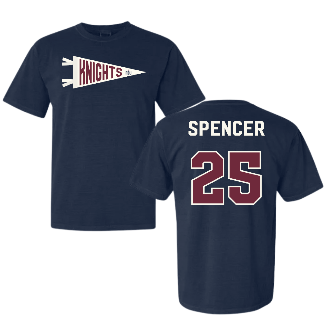Fairleigh Dickinson University-Metropolitan Campus Lacrosse Navy Pennant Comfort Colors Tee - #25 Jenny Spencer