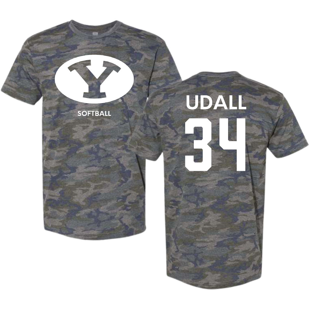 Brigham Young University Softball Vintage Camo Tee - #34 Madison Udall