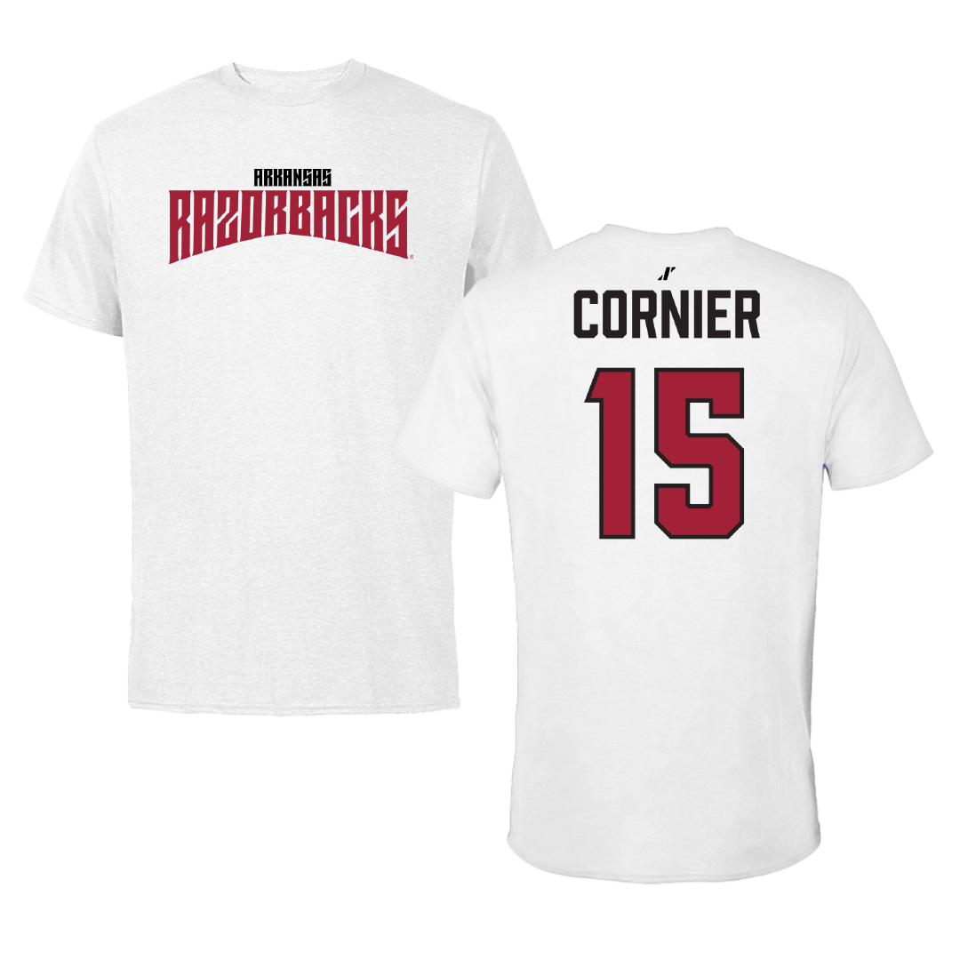 University of Arkansas Volleyball (W) White Classic Performance Tee - #15 Gabriela Cornier