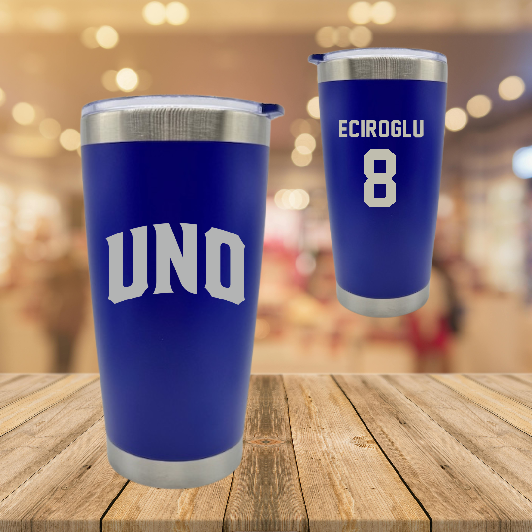 University of New Orleans Volleyball Blue Stainless Steel Tumbler - #8 Defne Eciroglu