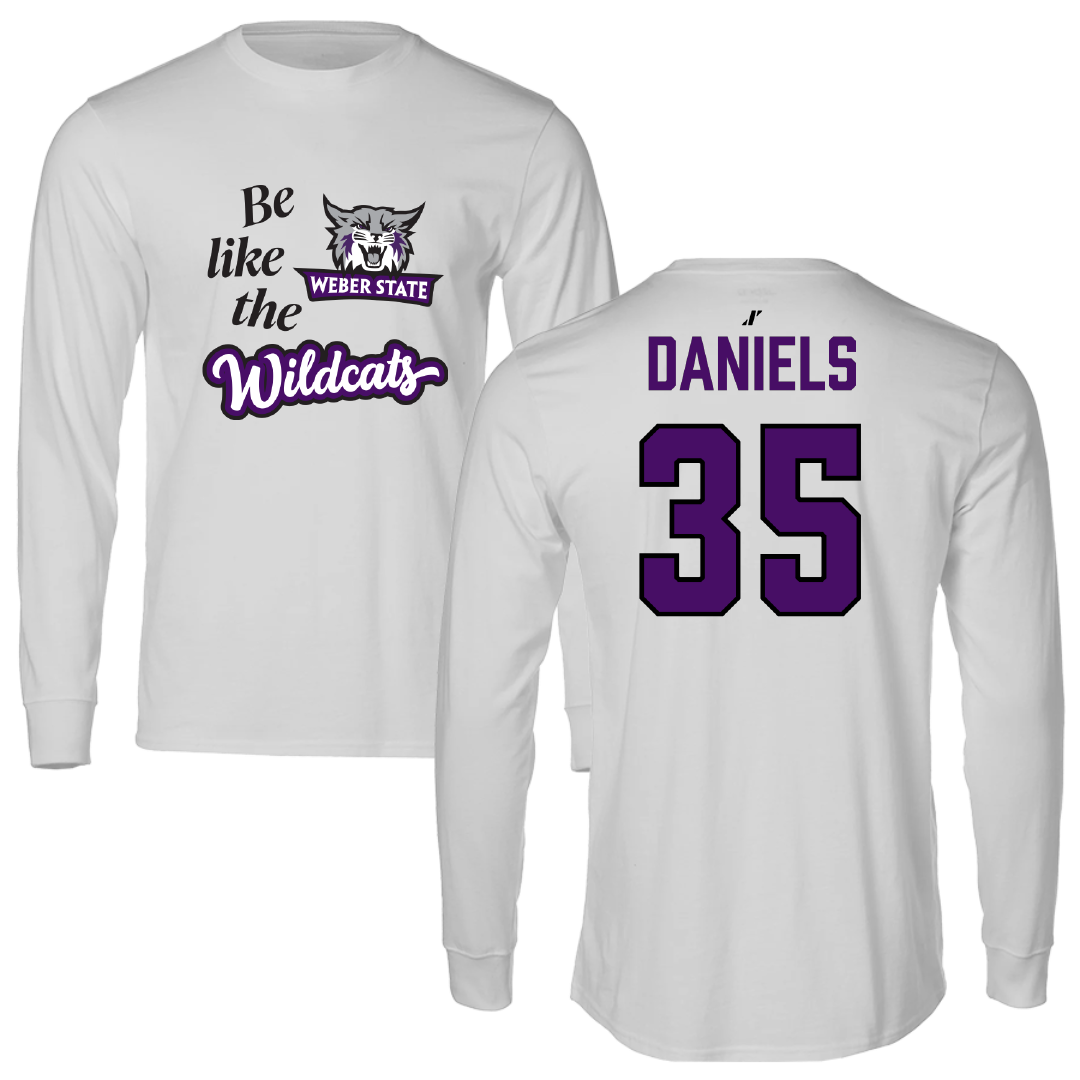 Weber State University Football Light Gray Be Like Us Performance Long Sleeve - #35 Rishi Daniels