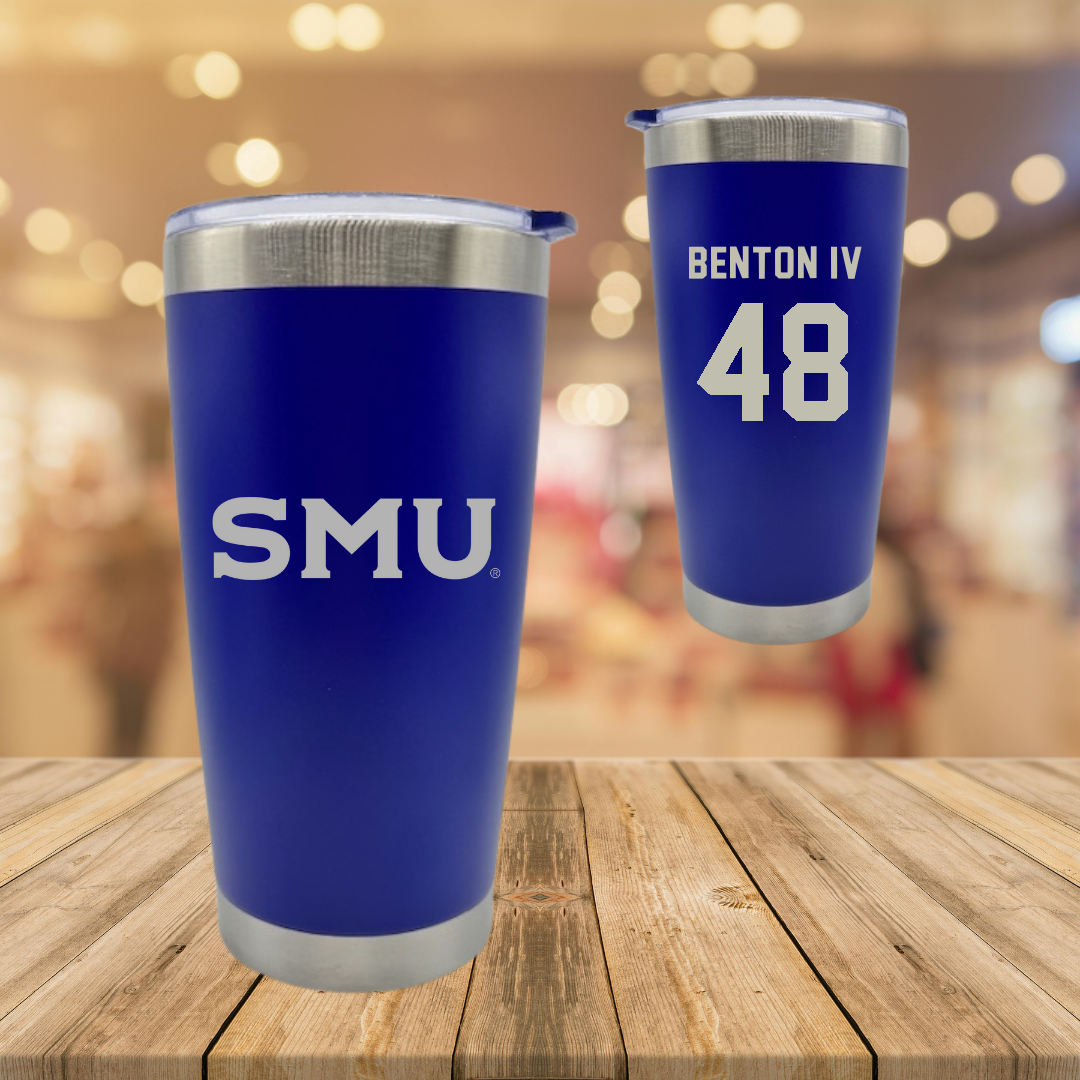 Southern Methodist University Football Blue Stainless Steel Tumbler - #48 Will Benton IV