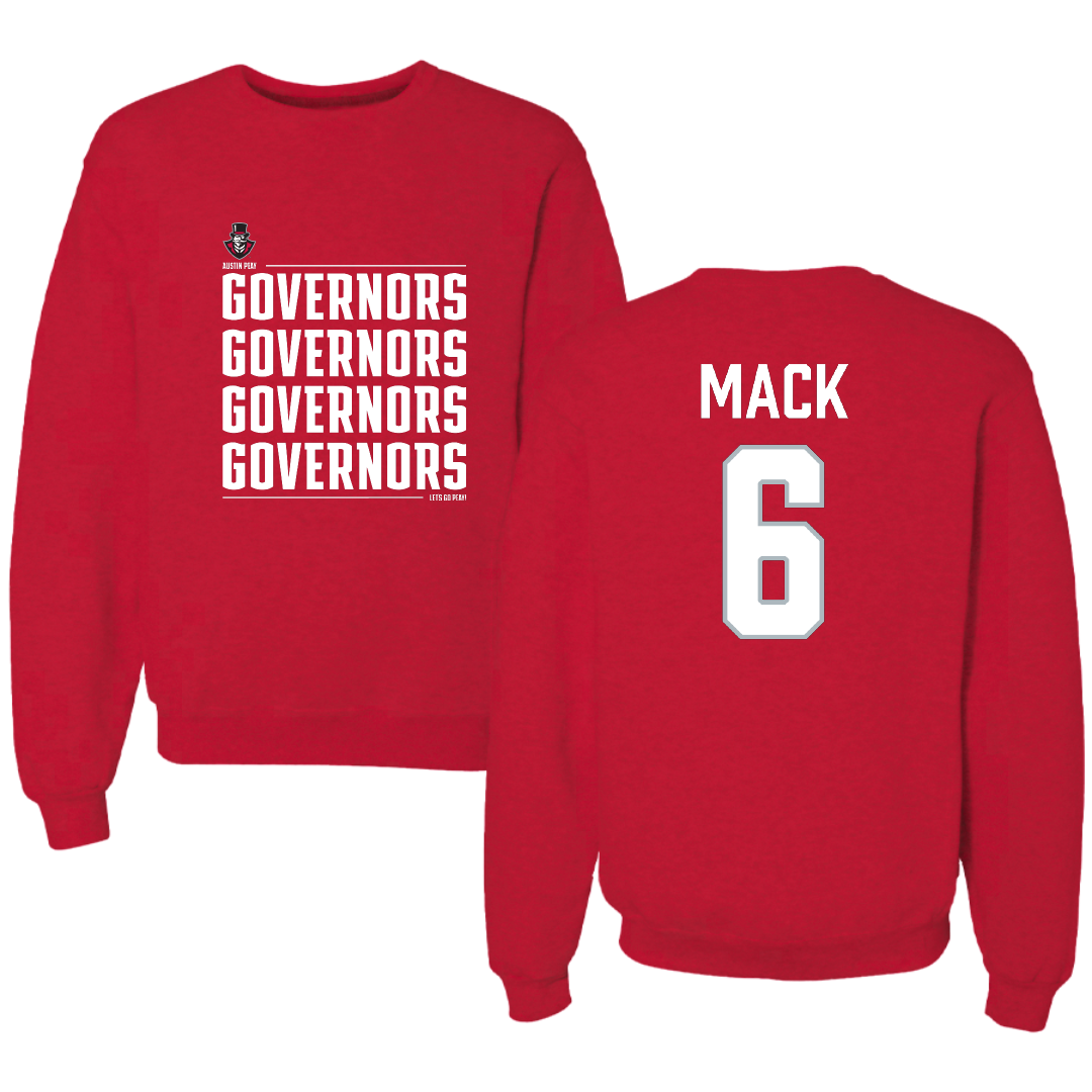 Austin Peay State University Soccer Red General Crewneck - #6 Aniyah Mack