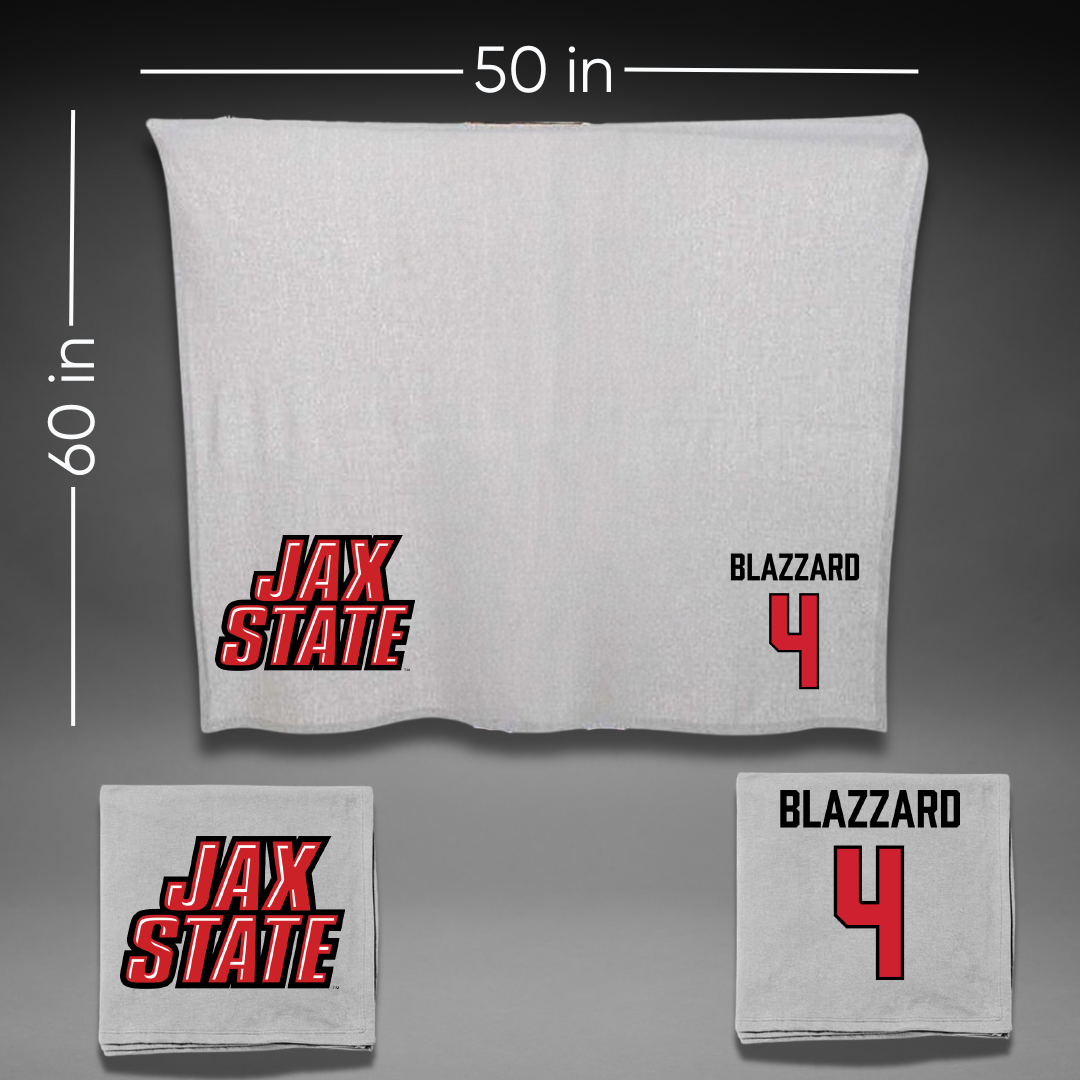 Jacksonville State University Volleyball Gray Blanket - #4 Morgan Blazzard