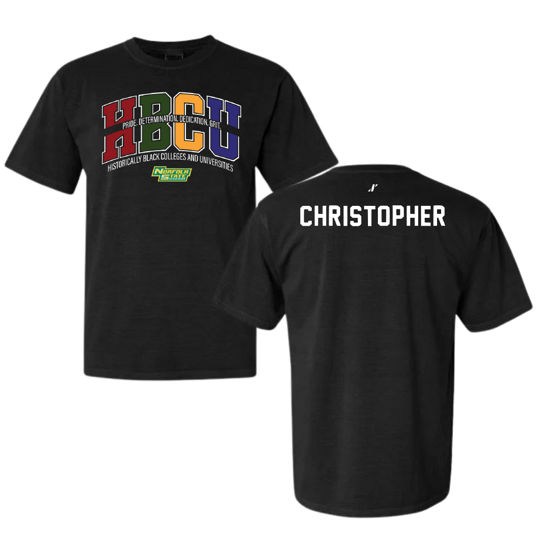 Norfolk State University TF and XC Black HBCU Comfort Colors Tee - Jahquan Christopher
