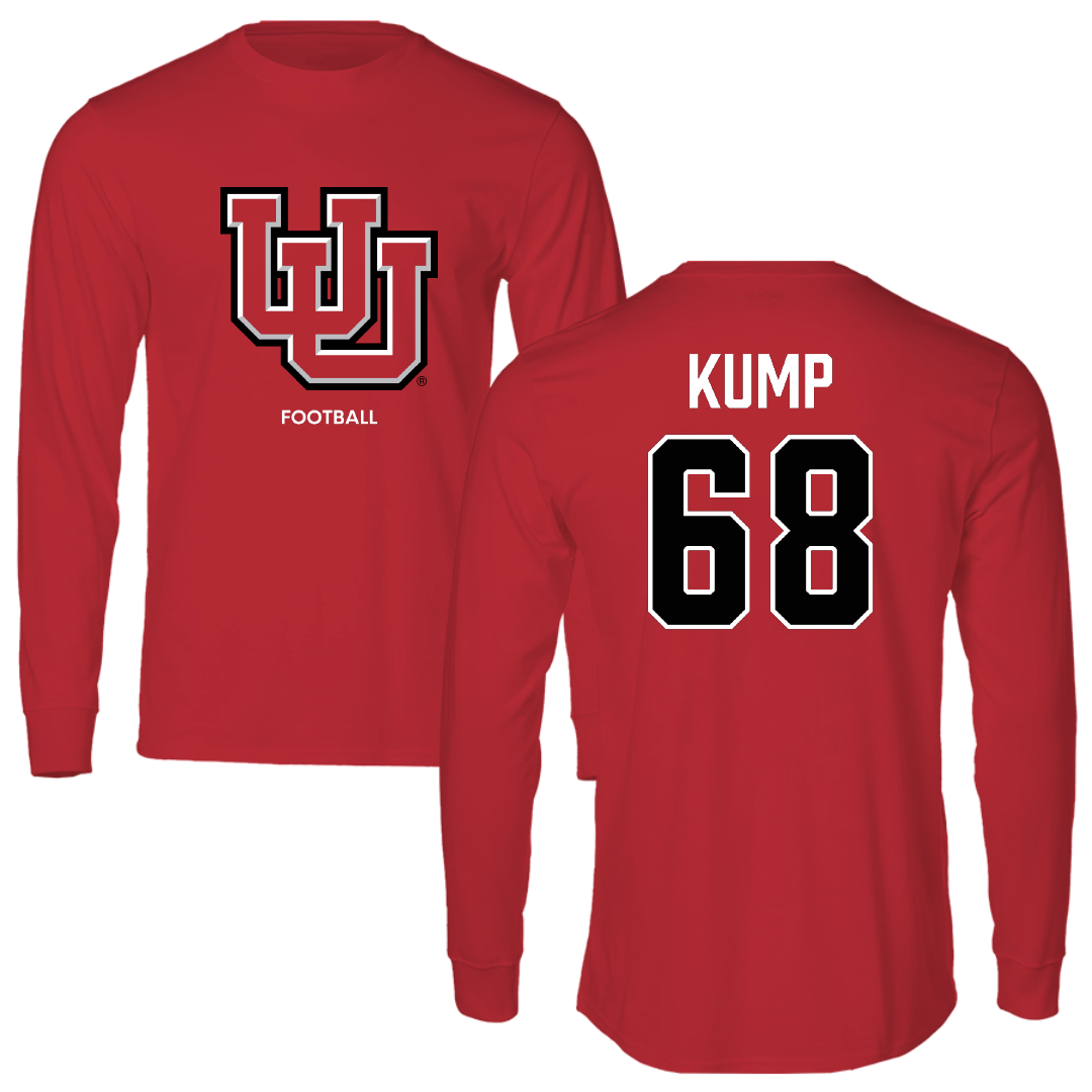 University of Utah Football Red Block Long Sleeve - #68 Jaren Kump