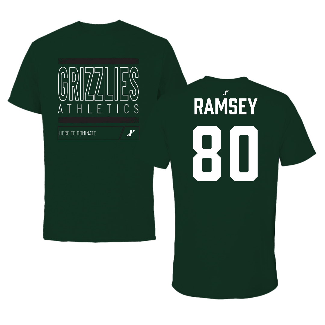 Adams State University Football Forest Green Dominate Tee - #80 Damarian Ramsey