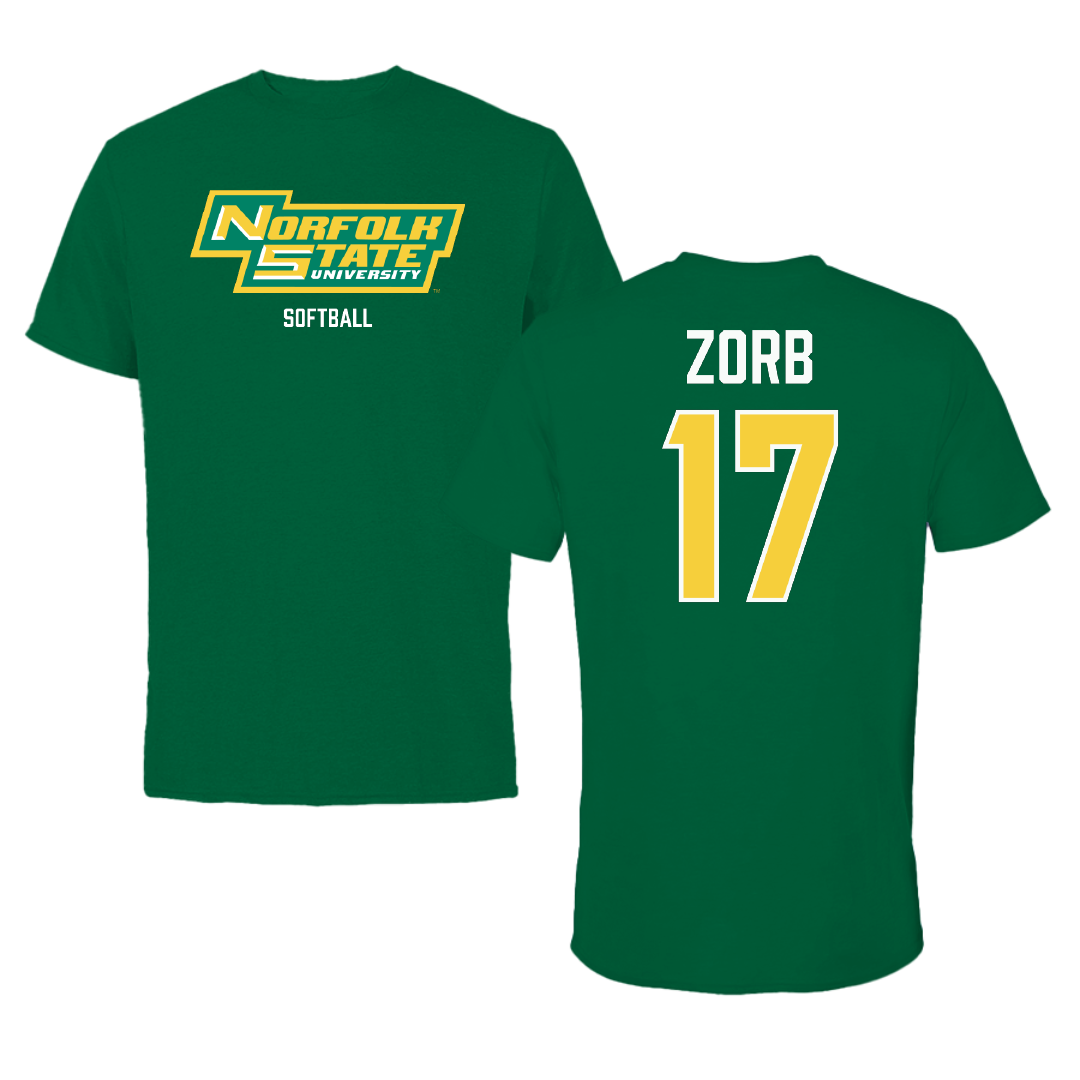 Norfolk State University Softball Green Performance Tee - #17 Lisa Zorb