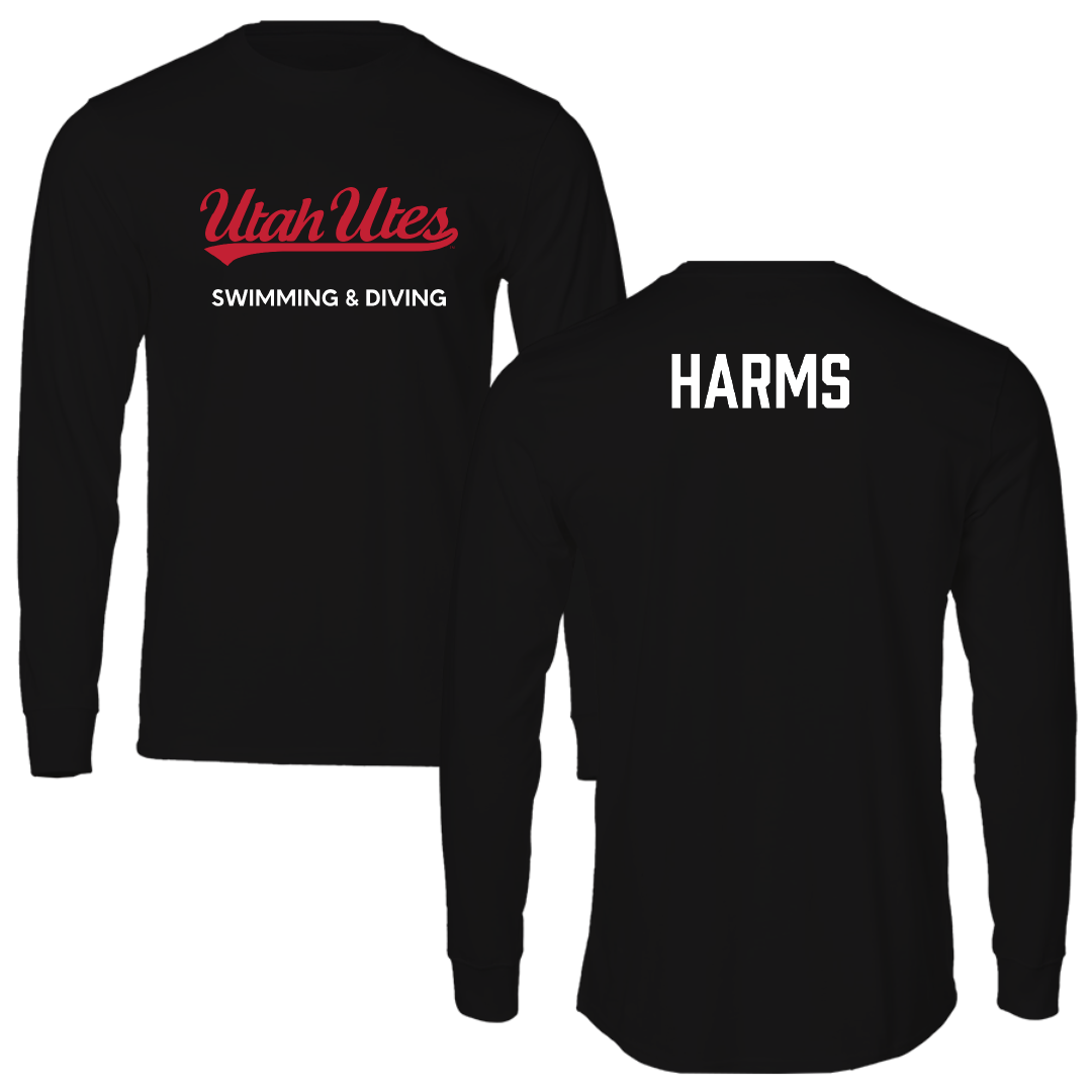 University of Utah Swimming & Diving Black Utes Performance Long Sleeve - Ike Harms