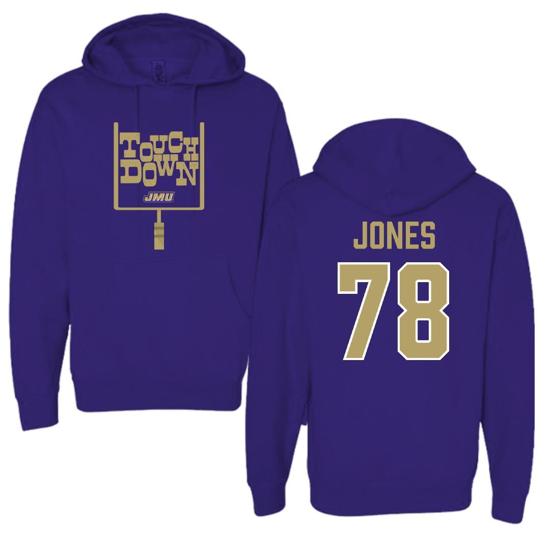 James Madison University Football Purple Touchdown Hoodie - #78 Cameron Jones