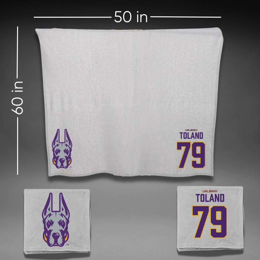 University at Albany Football Gray Blanket - #79 Ondre Toland