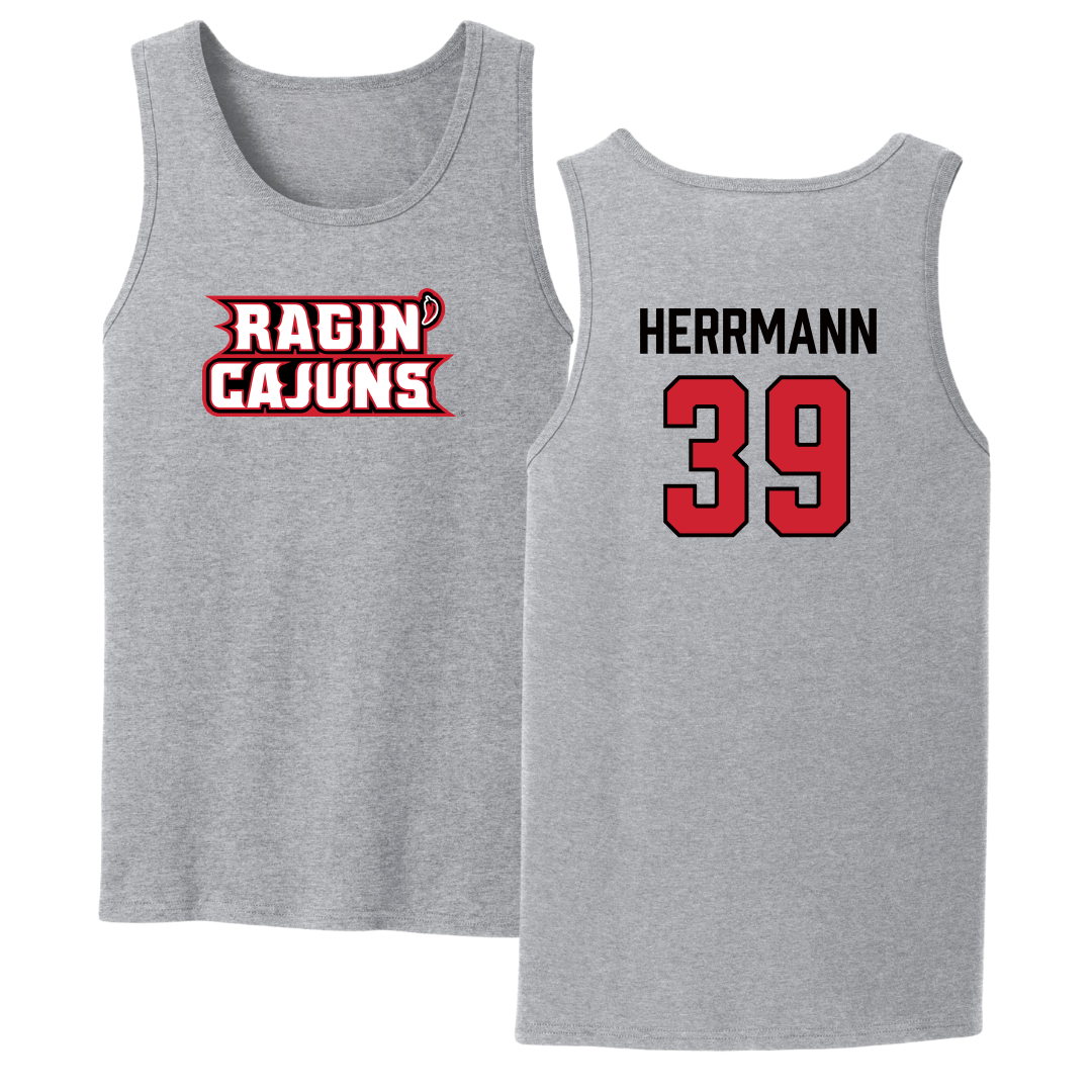 University of Louisiana at Lafayette Baseball Sport Gray Tank Top - #39 Andrew Herrmann