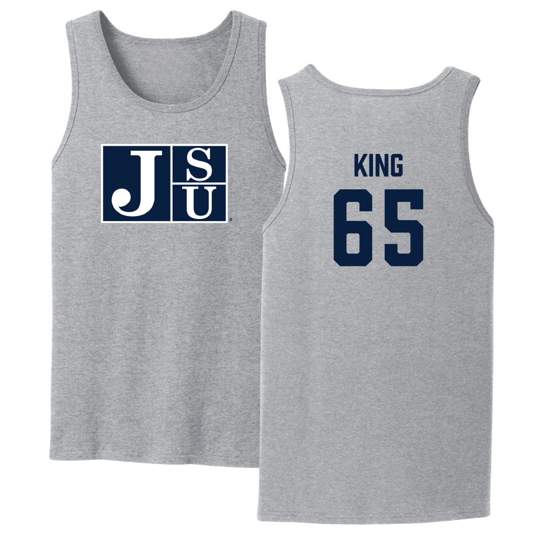 Jackson State University Football Sport Gray Tank Top - #65 Jackson King