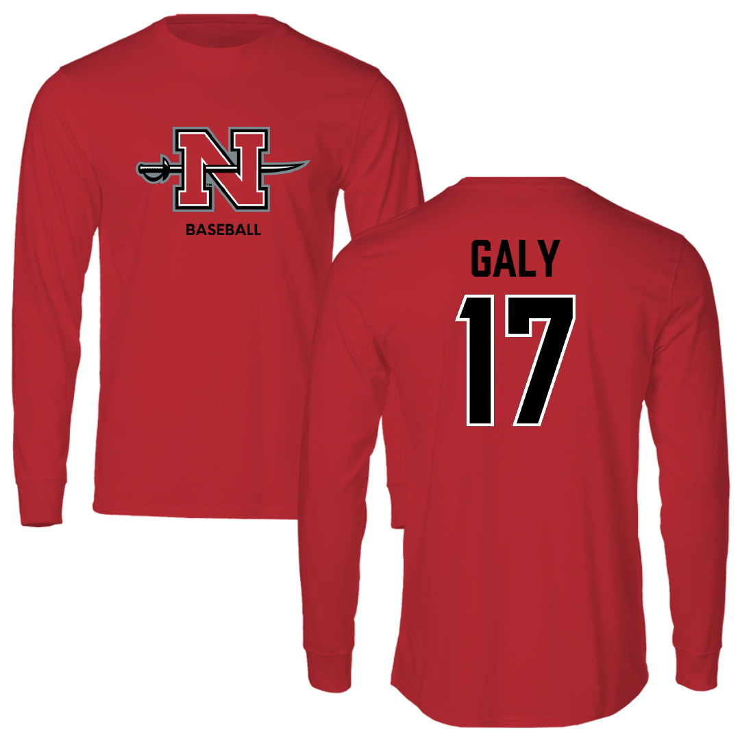 Nicholls State University Baseball Red Mascot Long Sleeve - #17 Gavin Galy