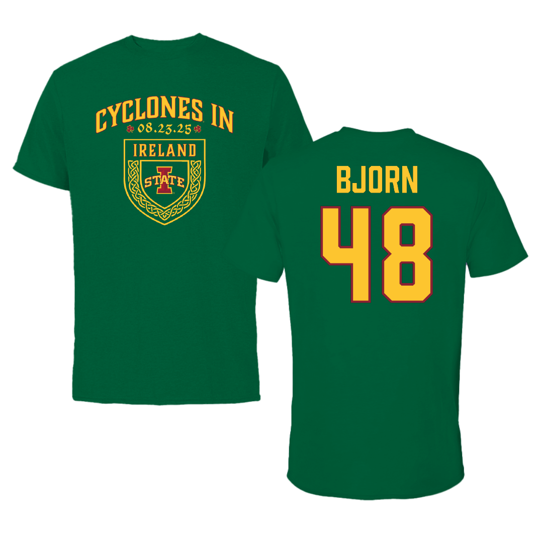 Iowa State University Football Green Cyclones in Ireland Tee - #48 Jack Bjorn