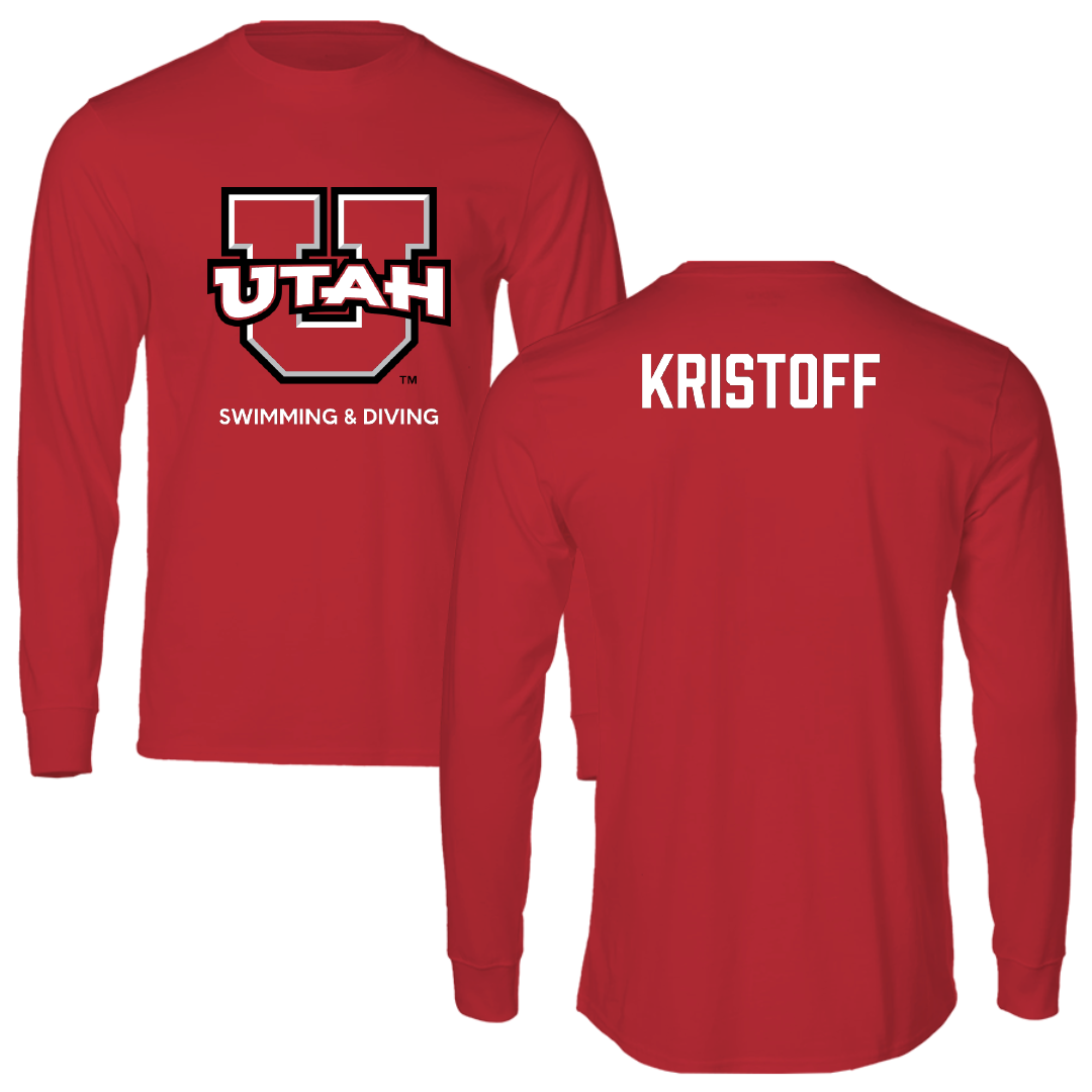 University of Utah Swimming & Diving Red Utes Performance Long Sleeve - Keaton Kristoff