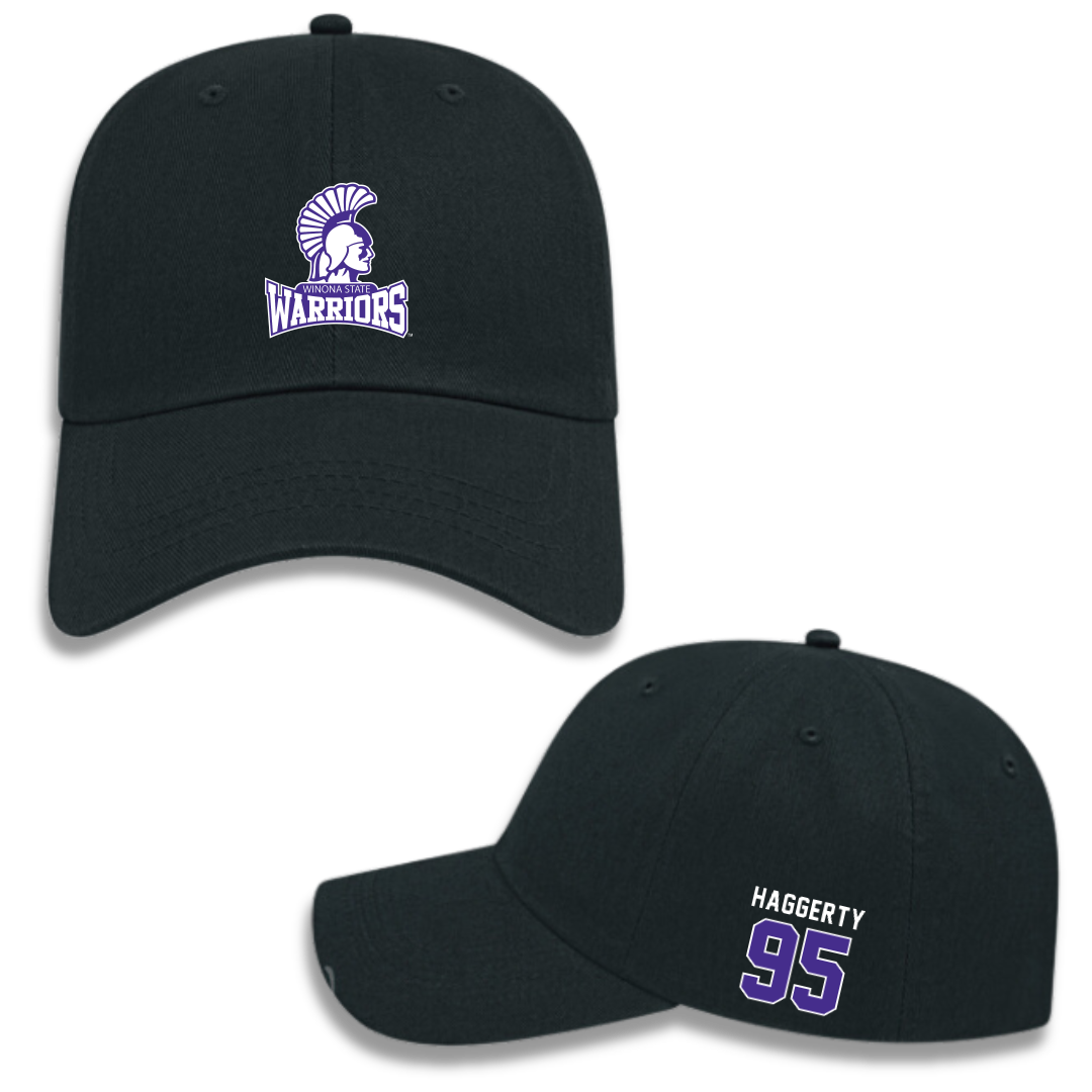 Winona State University Football Black Hat - #95 Conner Haggerty