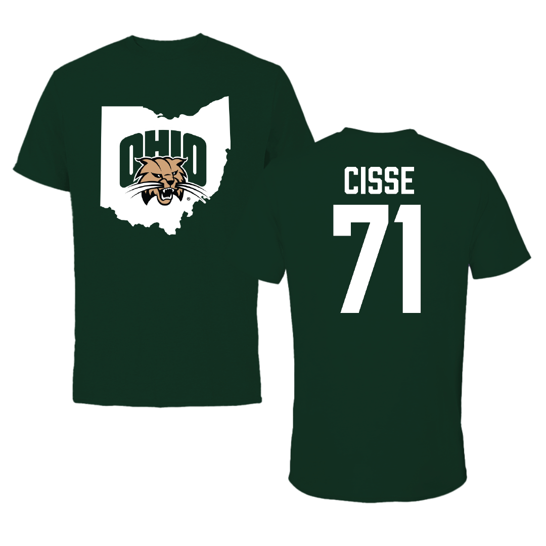 Ohio University Football Forest Green State Tee - #71 Tigana Cisse